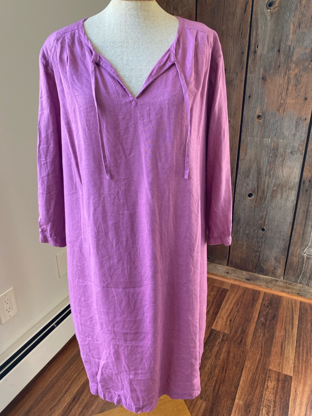 J Jill linen 100% long sleeve midi straight dress lavender Sz 2X
